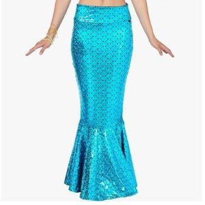 Mermaid Tail Skirt Peacock Blue Stretchy Bodycon Halloween Costume